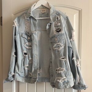 BiBi Sky Blue Ripped Denim Jacket